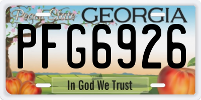 GA license plate PFG6926