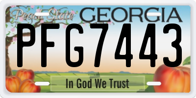 GA license plate PFG7443
