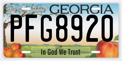 GA license plate PFG8920