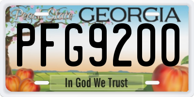 GA license plate PFG9200