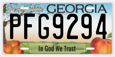 GA license plate PFG9294