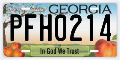 GA license plate PFH0214