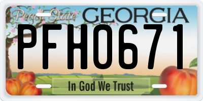 GA license plate PFH0671