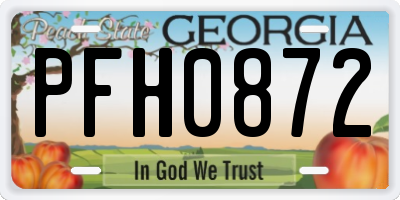 GA license plate PFH0872