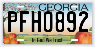GA license plate PFH0892