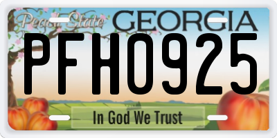 GA license plate PFH0925