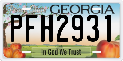 GA license plate PFH2931