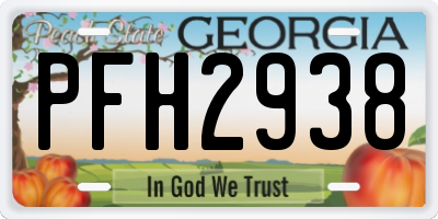 GA license plate PFH2938