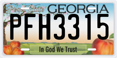 GA license plate PFH3315