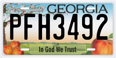 GA license plate PFH3492