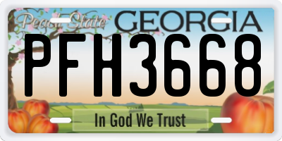 GA license plate PFH3668