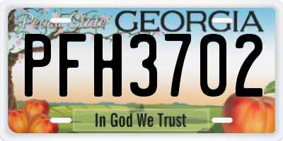 GA license plate PFH3702