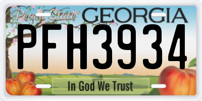 GA license plate PFH3934