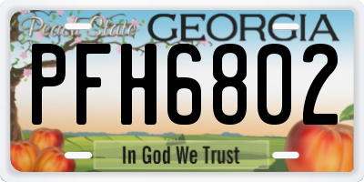GA license plate PFH6802