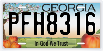GA license plate PFH8316