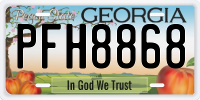 GA license plate PFH8868