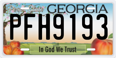 GA license plate PFH9193