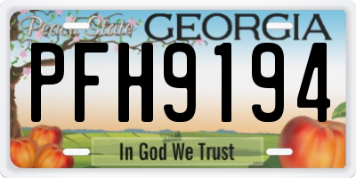 GA license plate PFH9194