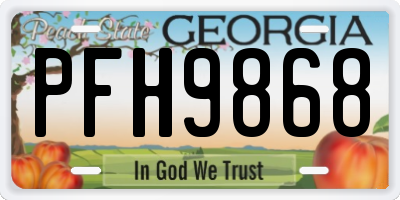 GA license plate PFH9868