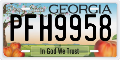 GA license plate PFH9958