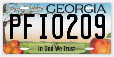 GA license plate PFI0209