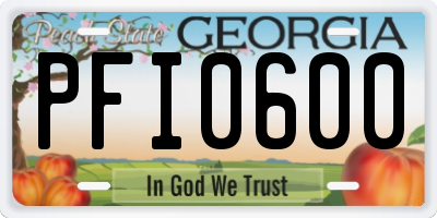 GA license plate PFI0600