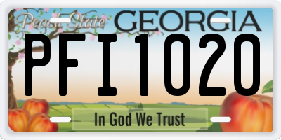 GA license plate PFI1020