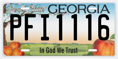 GA license plate PFI1116