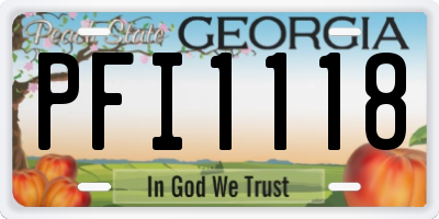 GA license plate PFI1118