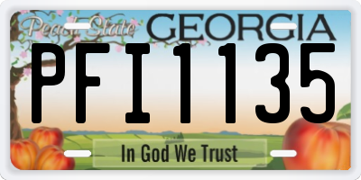 GA license plate PFI1135