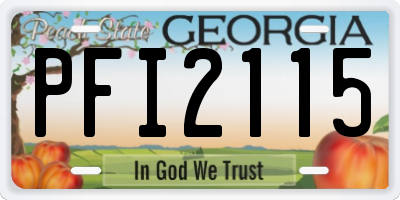 GA license plate PFI2115
