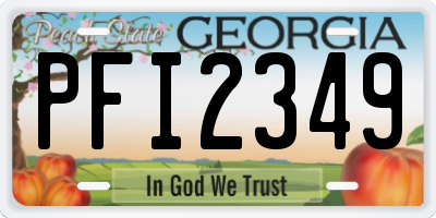 GA license plate PFI2349