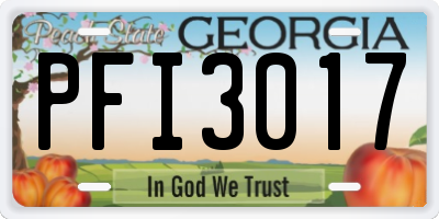 GA license plate PFI3017