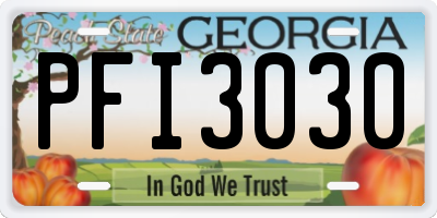 GA license plate PFI3030