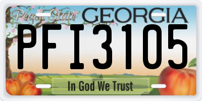 GA license plate PFI3105