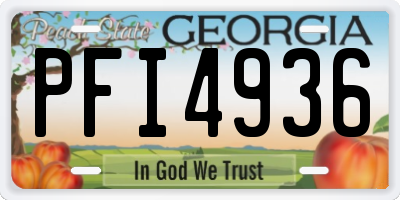GA license plate PFI4936