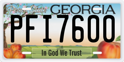 GA license plate PFI7600