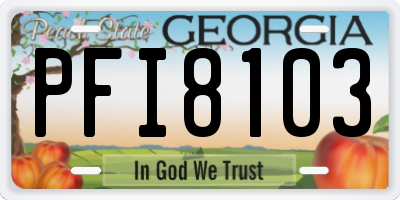 GA license plate PFI8103