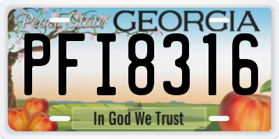 GA license plate PFI8316