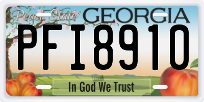 GA license plate PFI8910