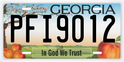 GA license plate PFI9012
