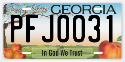 GA license plate PFJ0031