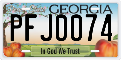 GA license plate PFJ0074