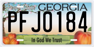 GA license plate PFJ0184