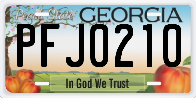 GA license plate PFJ0210