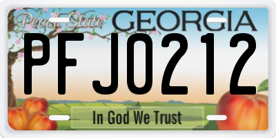 GA license plate PFJ0212