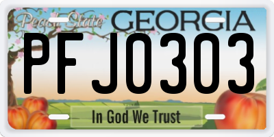 GA license plate PFJ0303