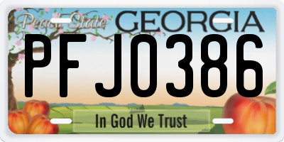 GA license plate PFJ0386