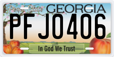 GA license plate PFJ0406