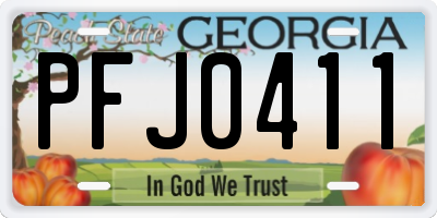 GA license plate PFJ0411